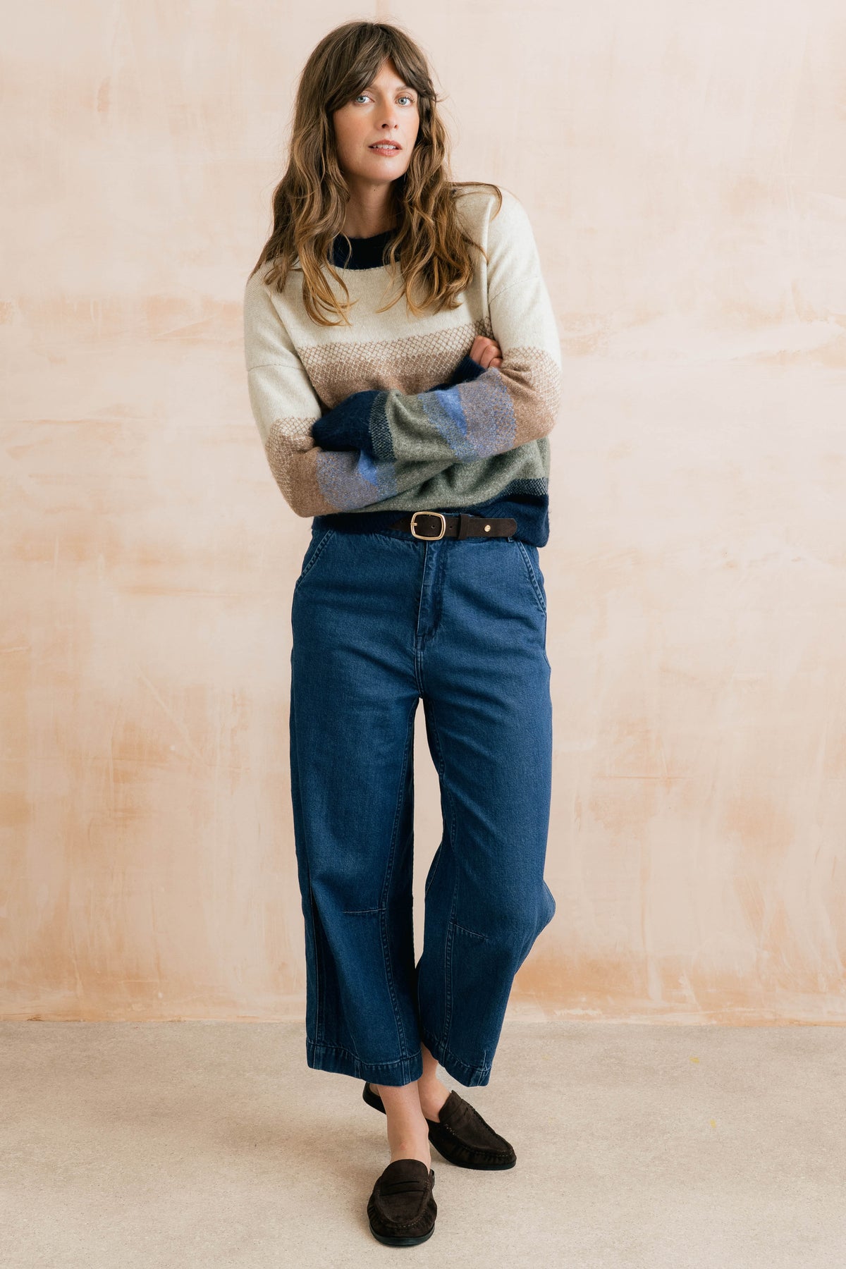 Lily & Me Artist sweater in colour block oatmeal - [shop_name Strathaven] [womens clothing]