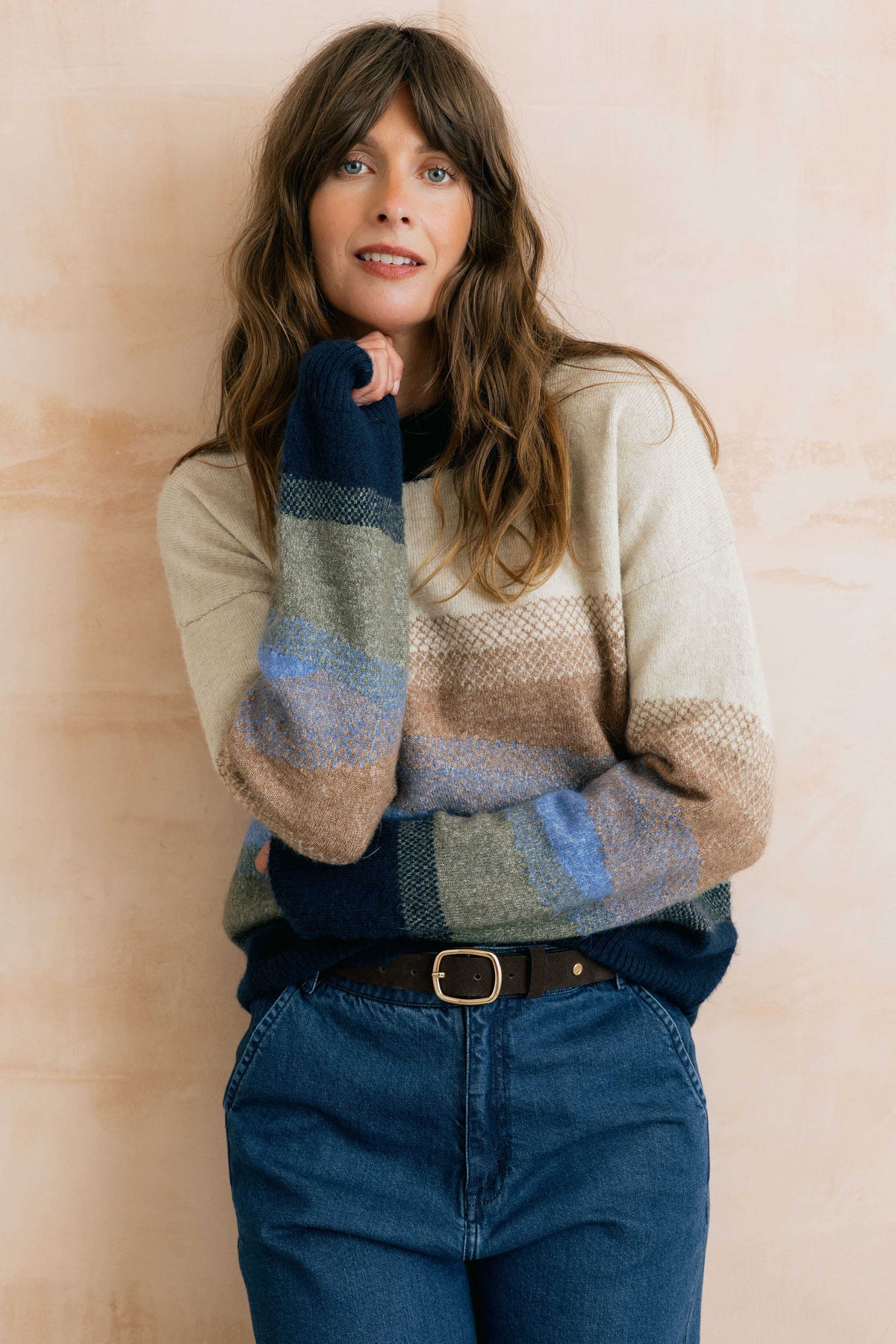 Lily & Me Artist sweater in colour block oatmeal - [shop_name Strathaven] [womens clothing]