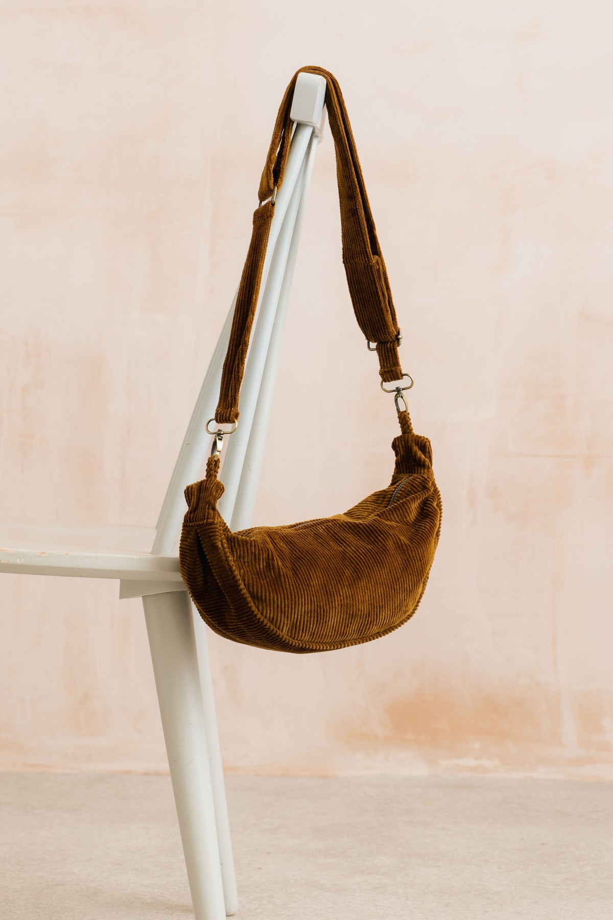 Lily & Me Crossbody Jumbo cord bag in burnt caramel - [shop_name Strathaven] [womens clothing]