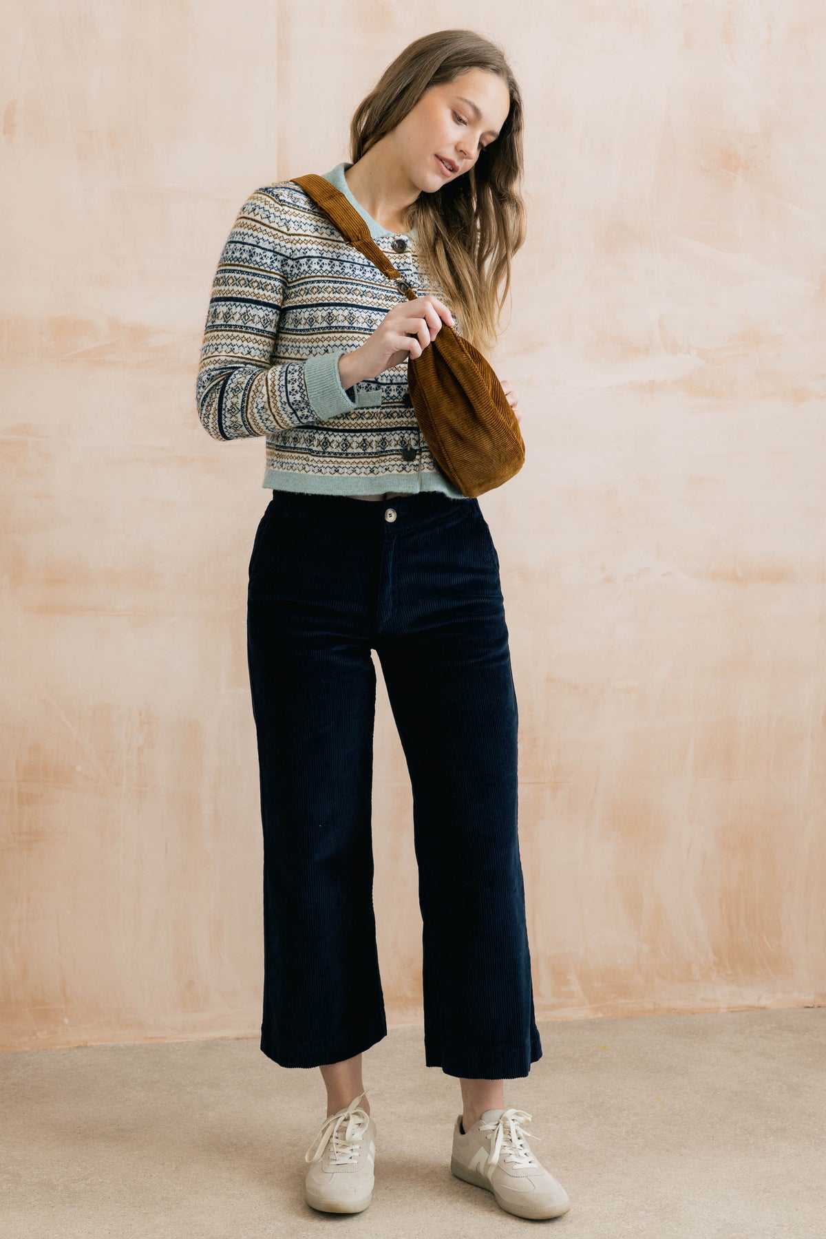 Lily & Me Crossbody Jumbo cord bag in burnt caramel - [shop_name Strathaven] [womens clothing]