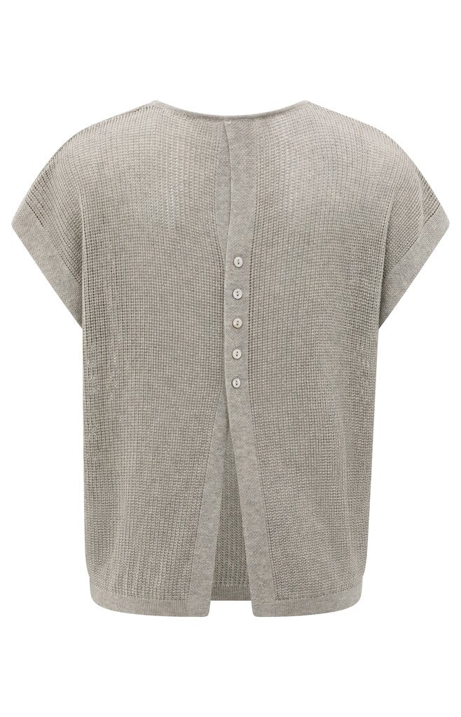Yaya knit top with button detail in brownish grey