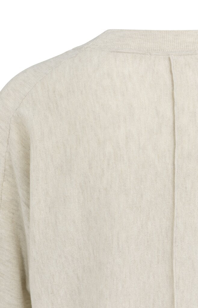 Yaya v neck sweater with three quarter sleeve in beige melange - [shop_name Strathaven] [womens clothing]