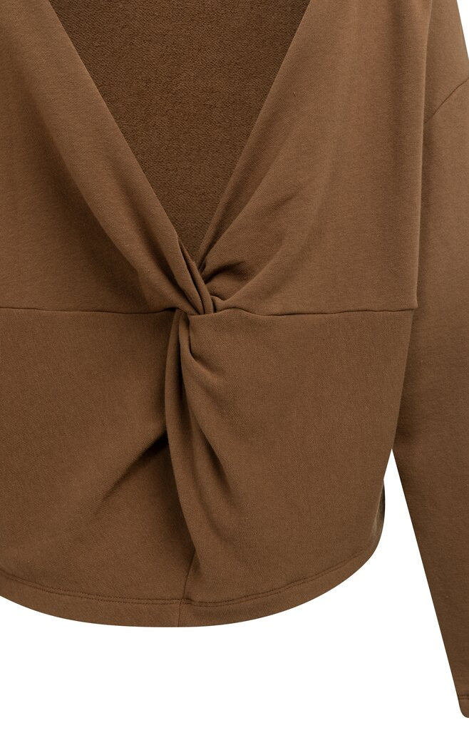 Yaya sweatshirt with knotted back detail in partridge brown - [shop_name Strathaven] [womens clothing]