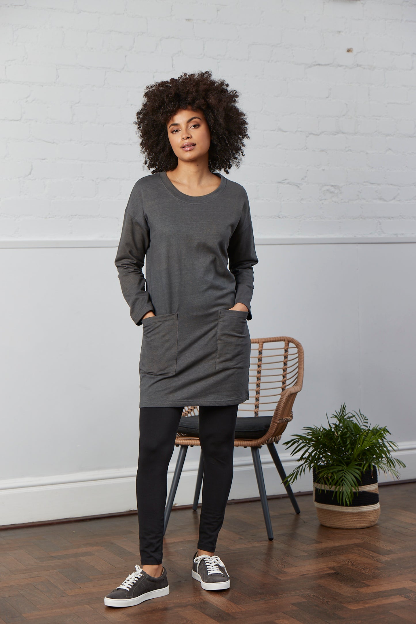 Nomads organic cotton marl tunic dress in seal - last one!