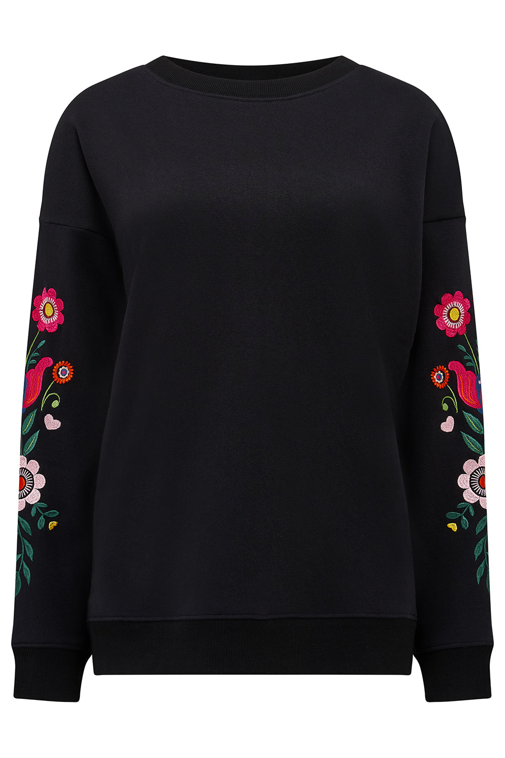 Sugarhill Brighton Black Eadie sweat with embroidered sleeves - [shop_name Strathaven] [womens clothing]