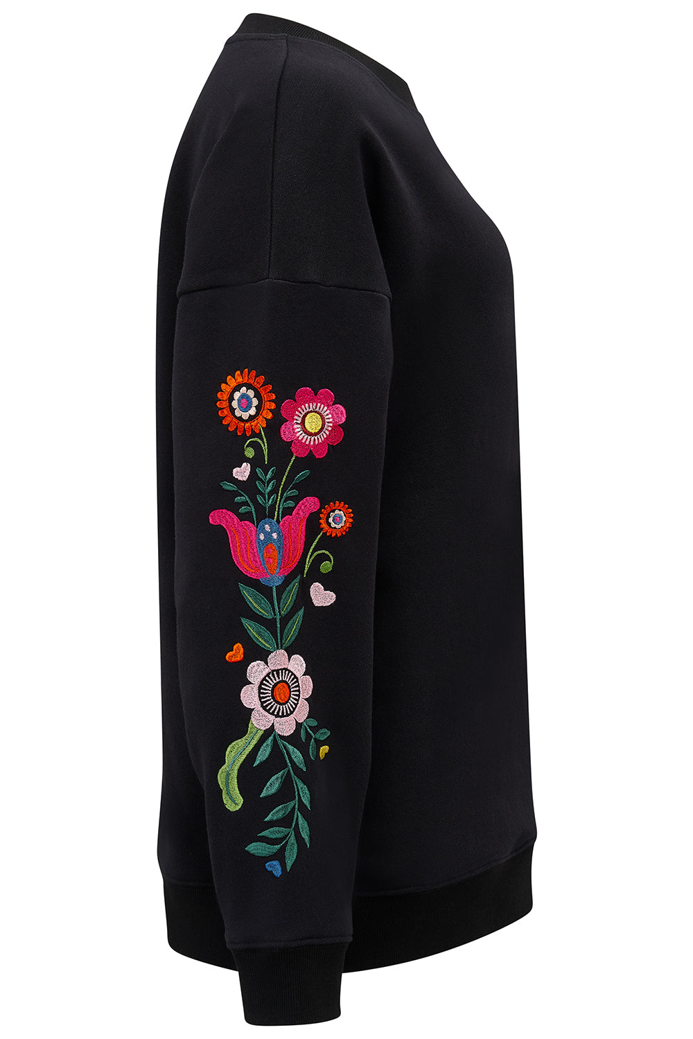 Sugarhill Brighton Black Eadie sweat with embroidered sleeves - [shop_name Strathaven] [womens clothing]