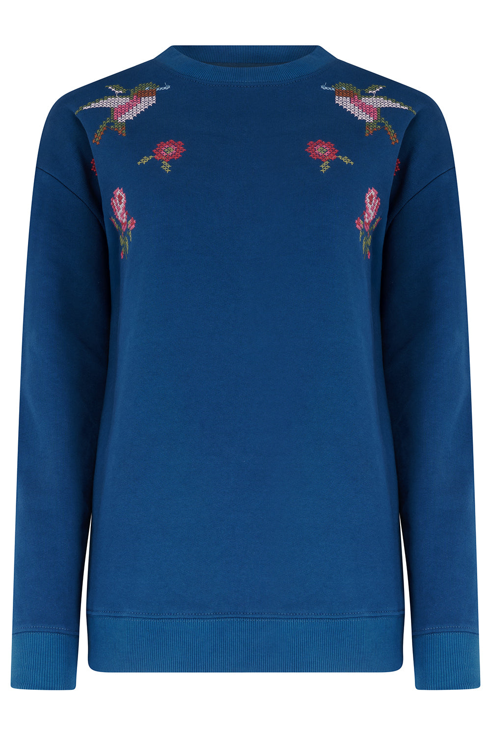 Sugarhill Brighton Noah sweatshirt in teal cross stitch - [shop_name Strathaven] [womens clothing]