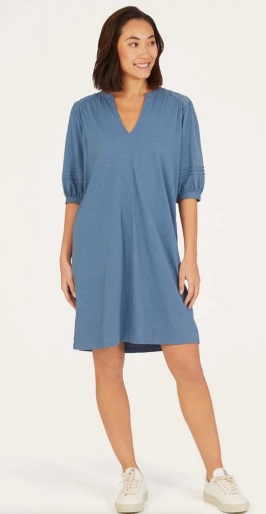 Thought Ivey organic cotton dress in storm blue