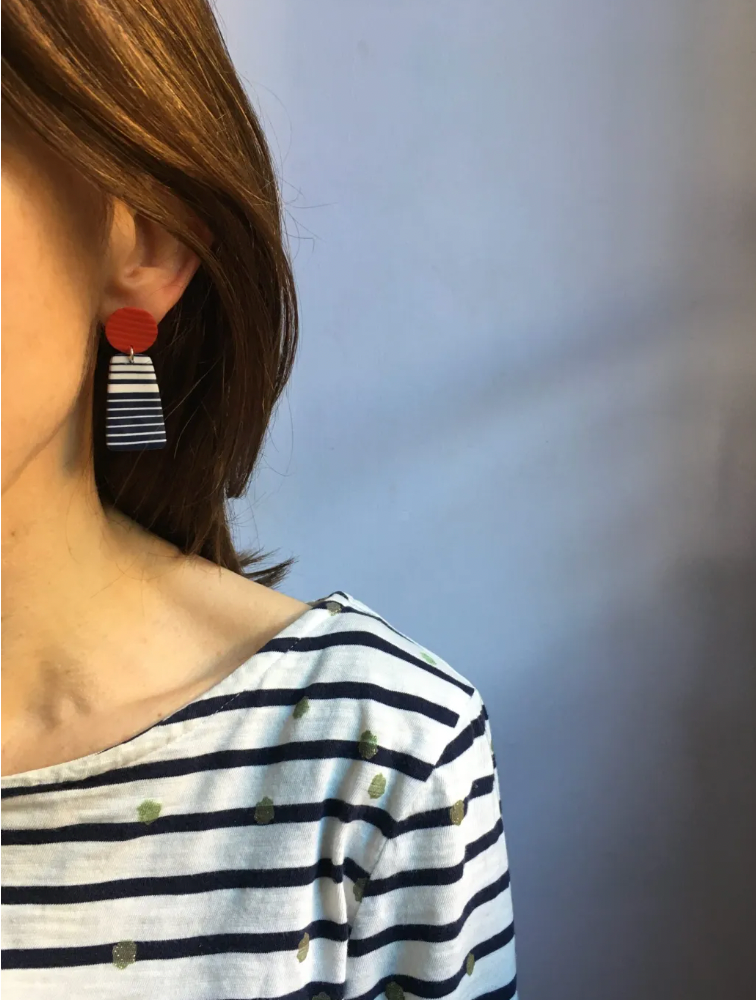 Nadege Honey Breton Carnac red earrings