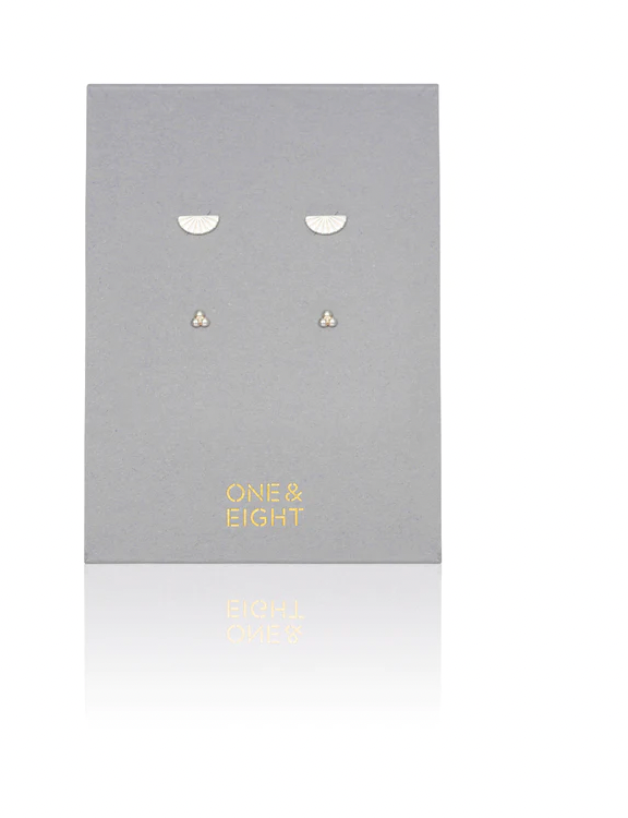 One & Eight bell gift set - 2 stud earring sets fan and beam