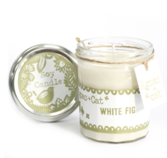 Agnes & Cat jam jar white fig candle