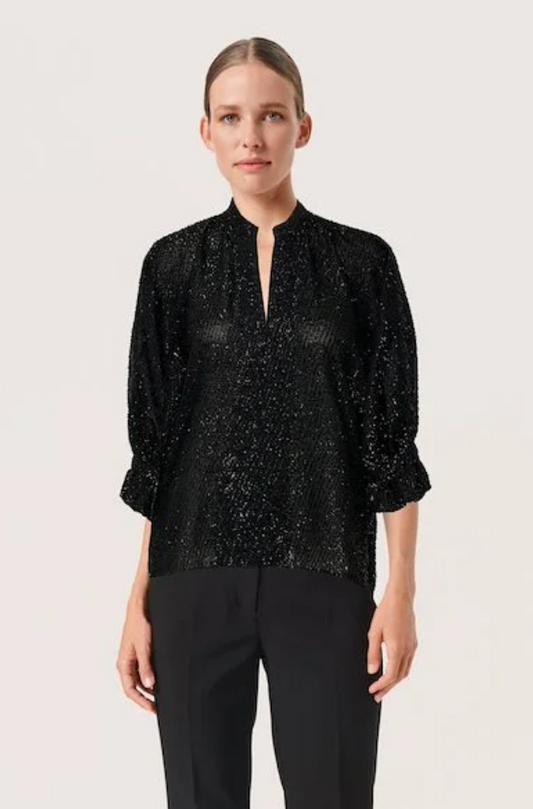 Soaked Lia Amily blouse in black with metallic thread!