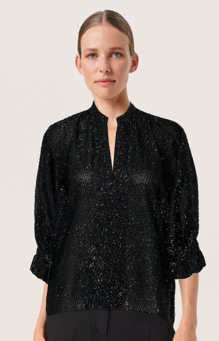 Soaked Lia Amily blouse in black with metallic thread