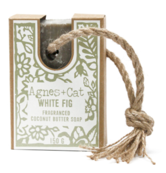 Agnes & Cat soap on a rope white fig