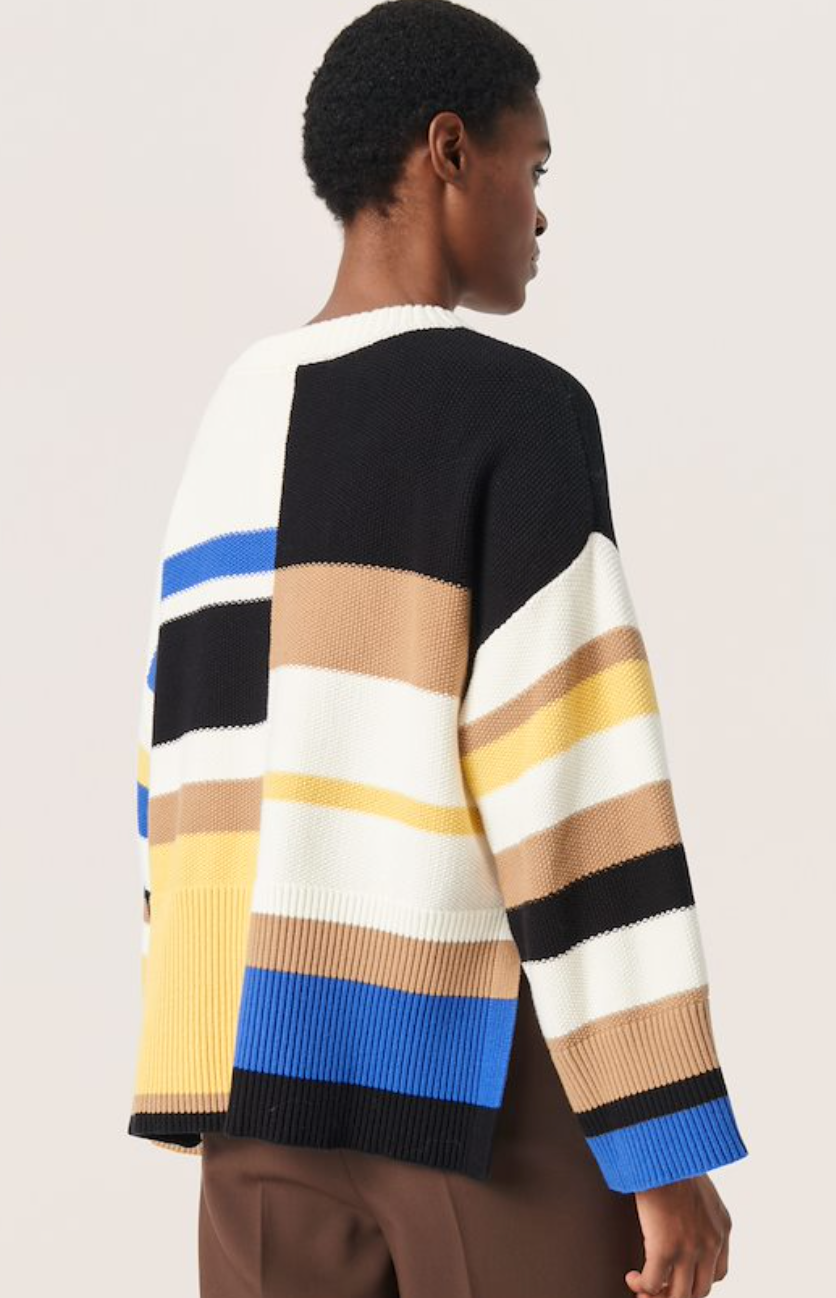 Soaked Musling sweater in multi stripe