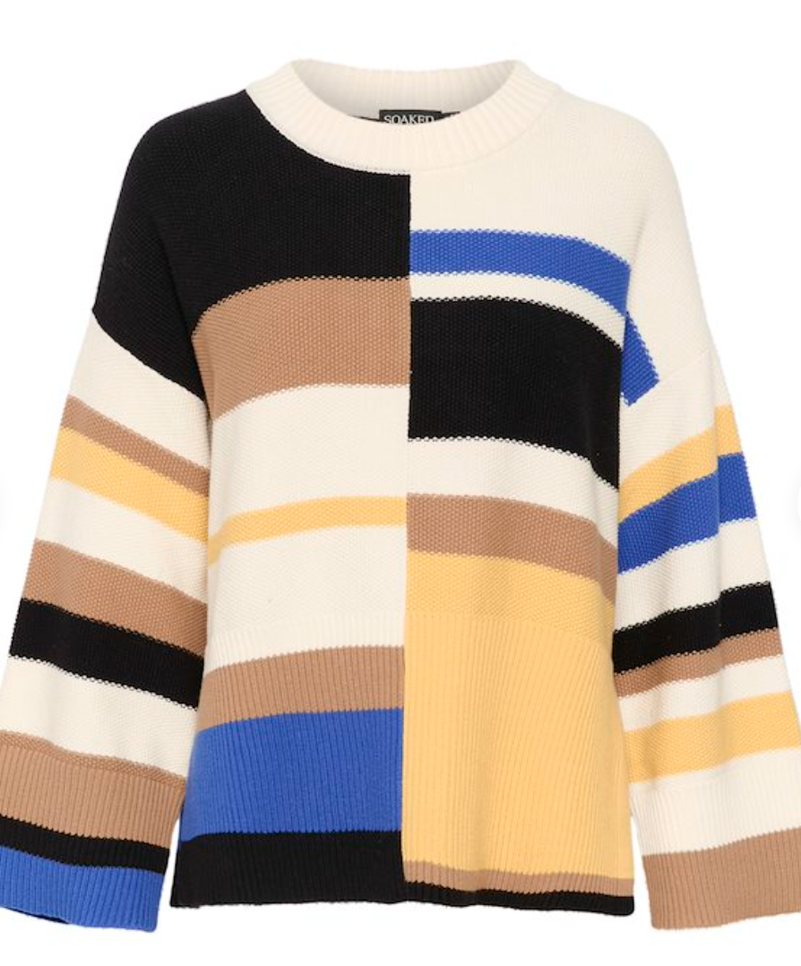 Soaked Musling sweater in multi stripe