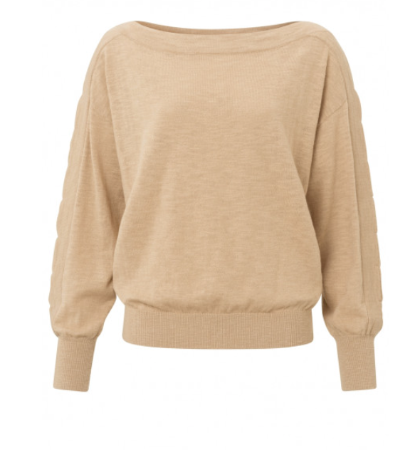 Yaya casual fit sweater with boatneck in ginger root