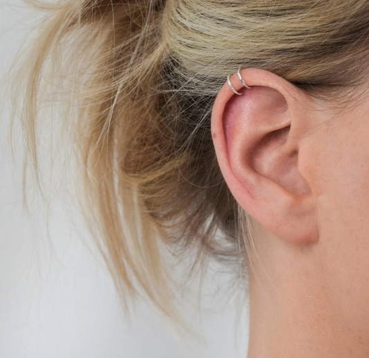 Muka silver double helix cuff earring