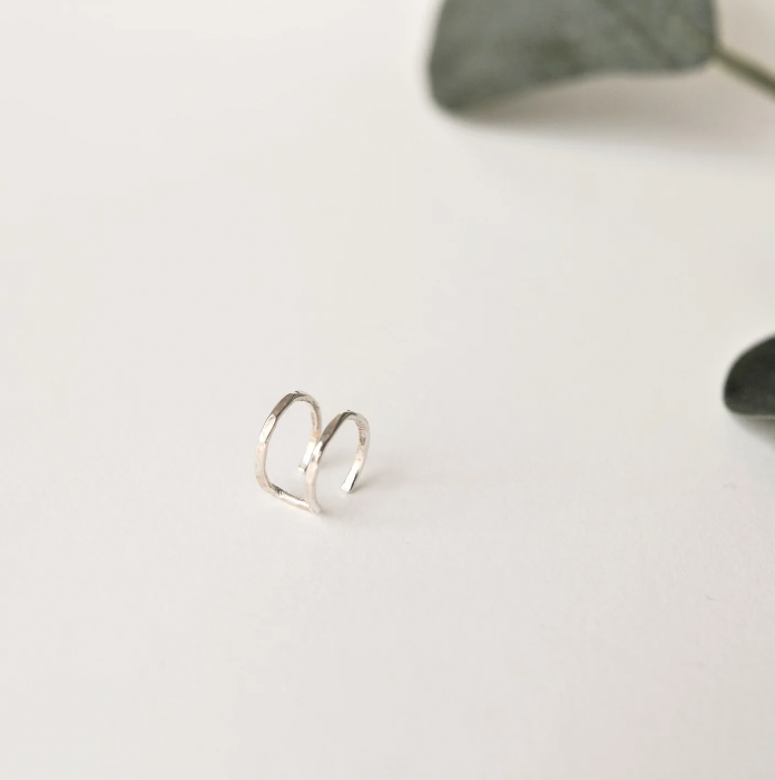 Muka silver double helix cuff earring