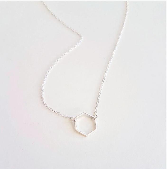 Muka hexagon silver necklace