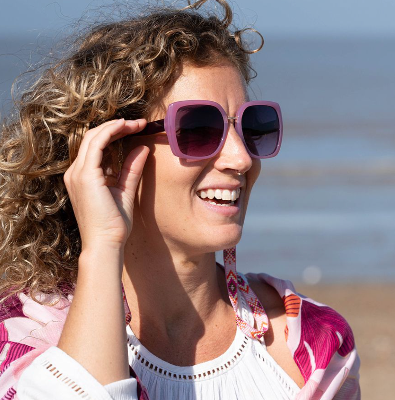 POM Pink frame large, recycled material sunglasses