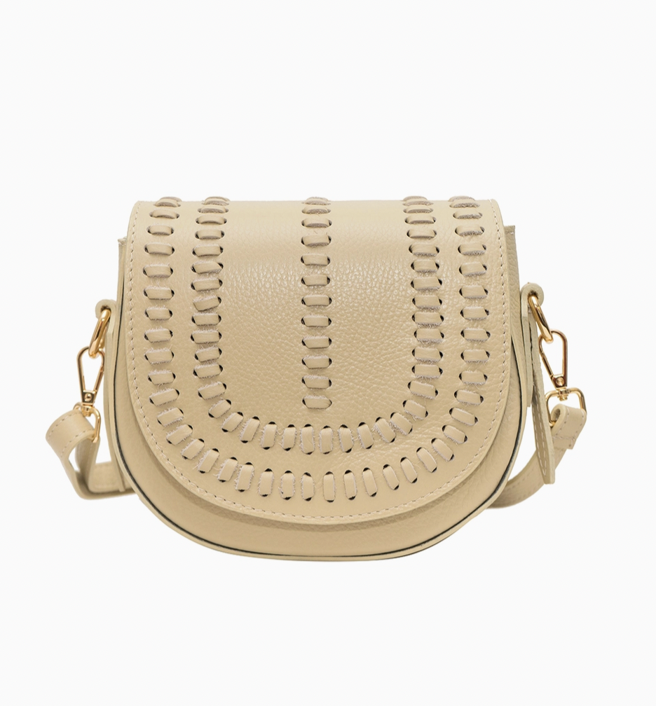 Stitch effect leather bag in stone