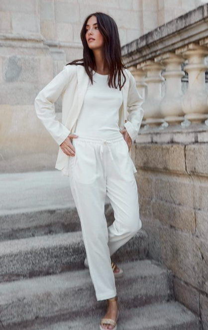 Fransa Maddie Pants in blanc de blanc white