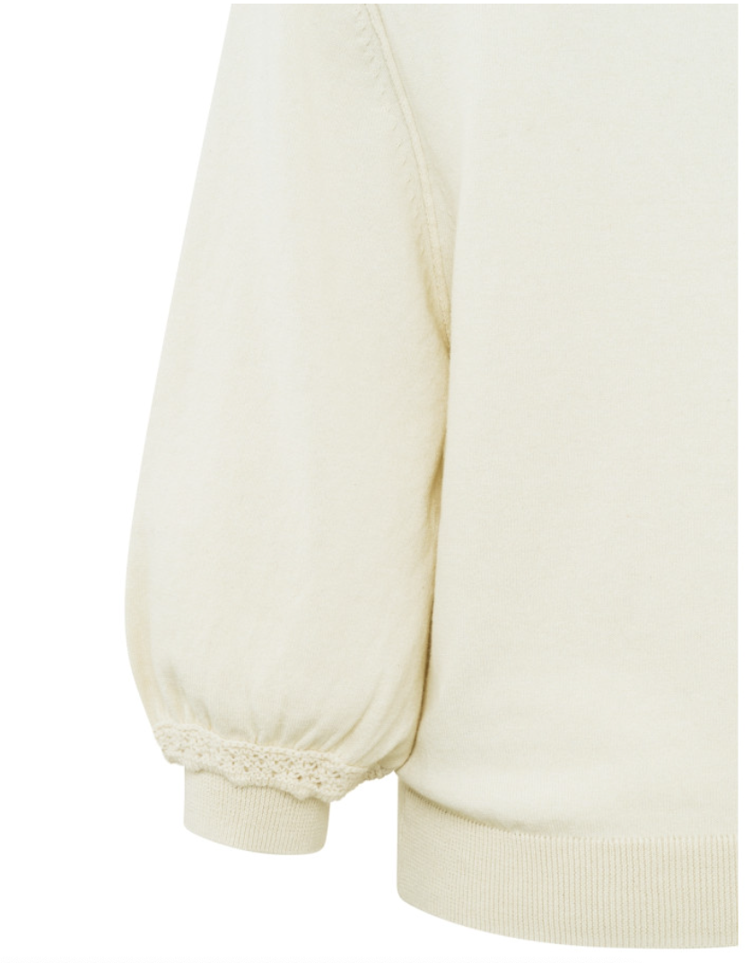 Yaya sweater with long sleeves and embroidery in ivory