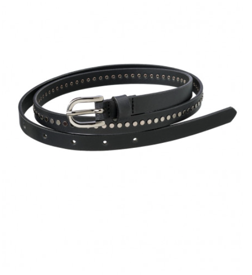 Yaya black leather studded belt