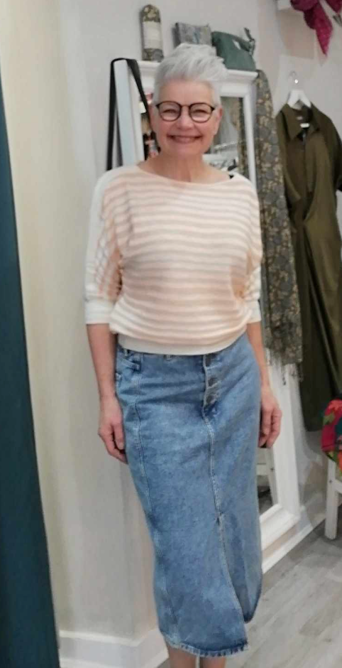 Yaya denim midi skirt with buttons and slit