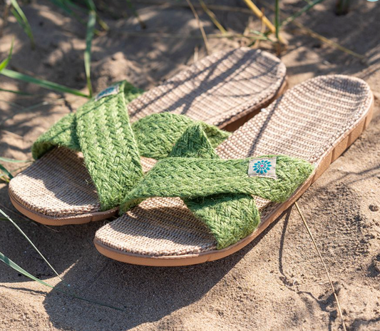 Olive green woven summer sliders - more arriving end w/c 13th