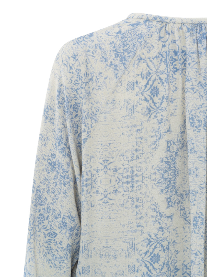 Yaya v neck woven print top in wind chime dessin