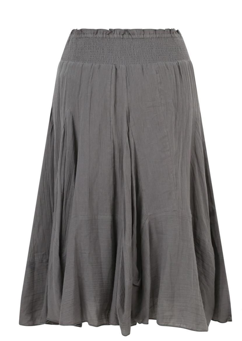 Mistral smocked airy fairy midi skirt in steel grey - last one!