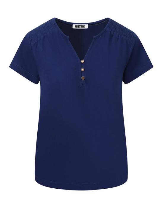 Mistral short sleeve jersey notch neck tee in insignia blue