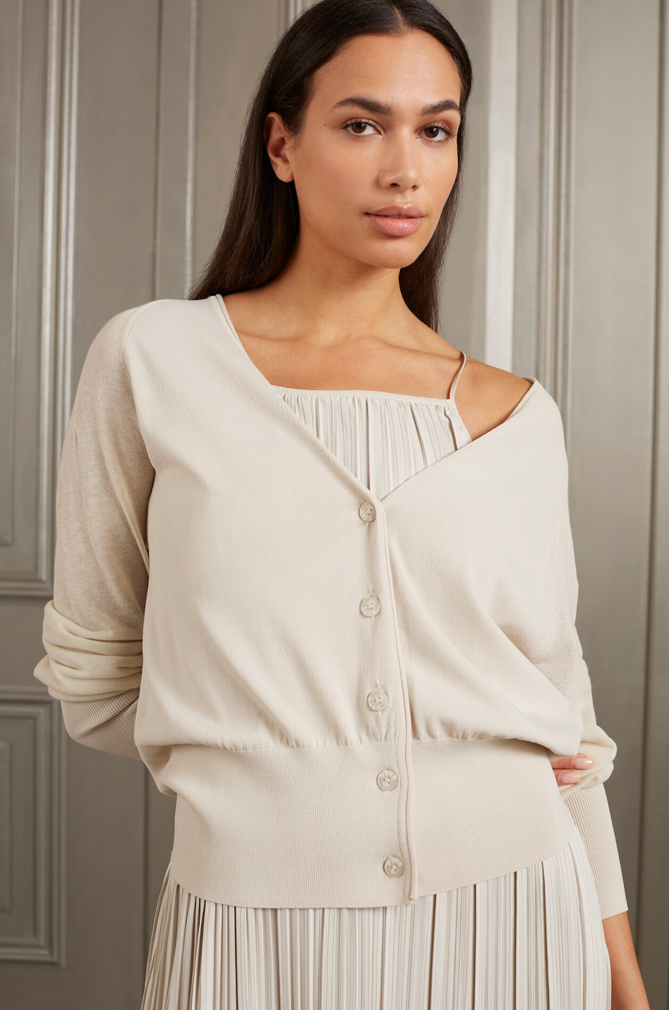 Yaya cardigan with long sleeves in moonstruck grey