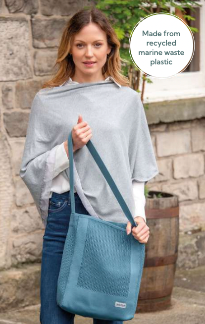 Earth Squared teal green weave shoulder bag