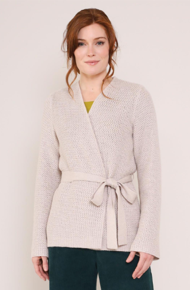Nomads tie belt cardigan in sand