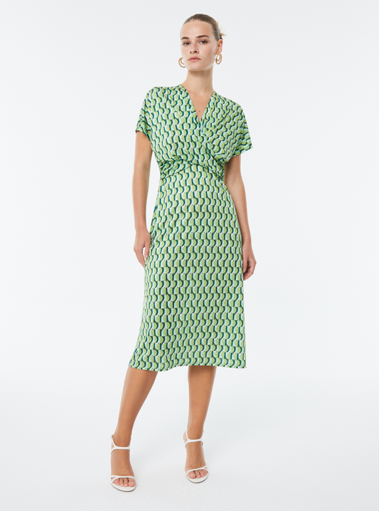 Paz Torras verde geometric pattern green dress