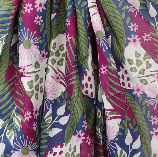 POM Organic plum, blue and green mix scarf