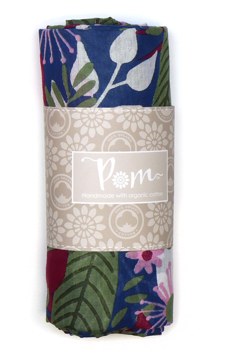 POM Organic plum, blue and green mix scarf