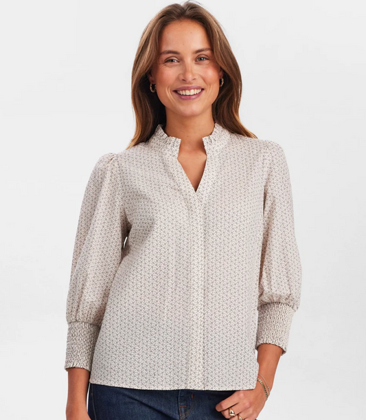 Numph Nusala blouse in blueprint ditsy pattern