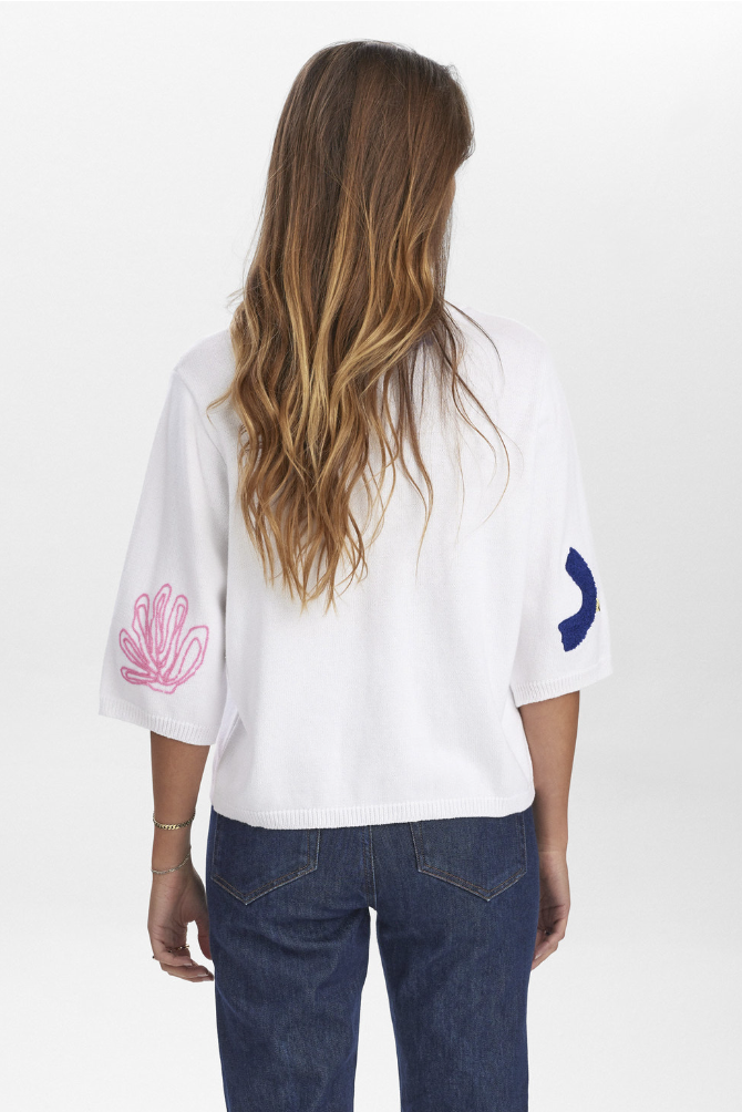 Numph Nudeborah white sweater with textured details