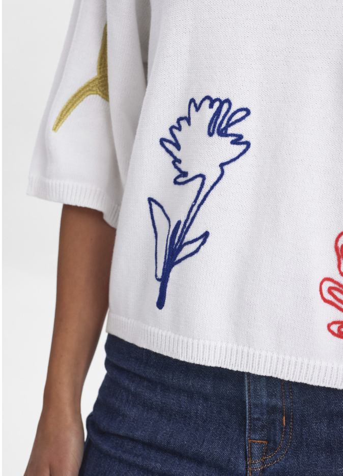 Numph Nudeborah white sweater with textured details