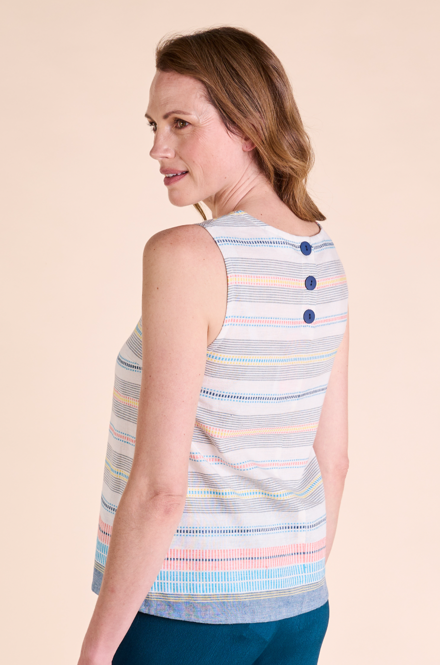 Nomads cotton vest top with button detail