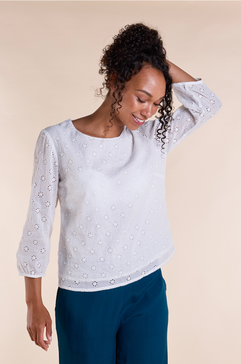 Nomads broderie anglais blouson white top