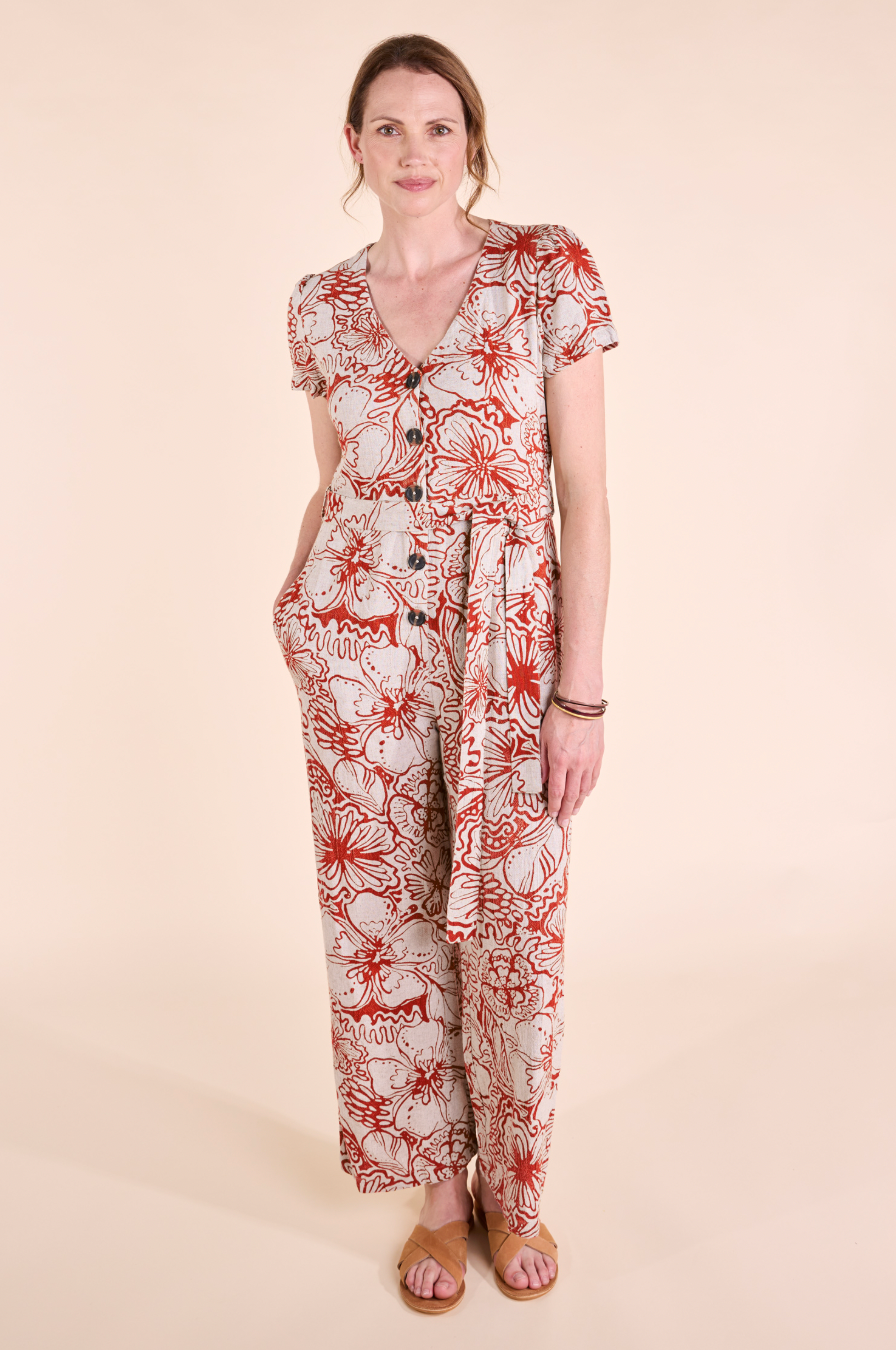 Nomads Linen jumpsuit in tomato