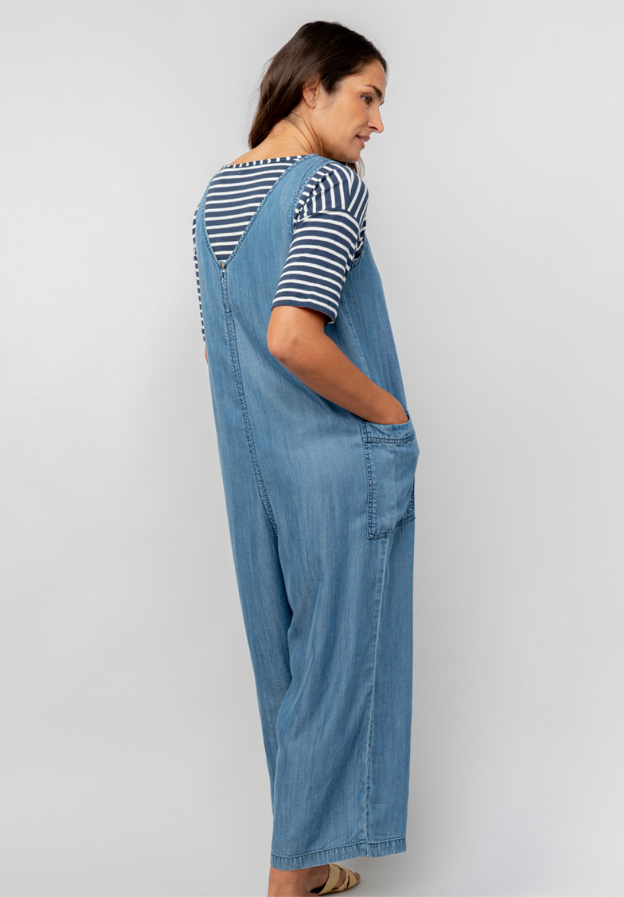 Lily & Me Erica tencel denim sleeveless jumpsuit in indigo