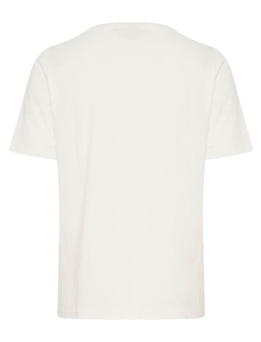 Fransa Riley tee in white with apricot abstract design