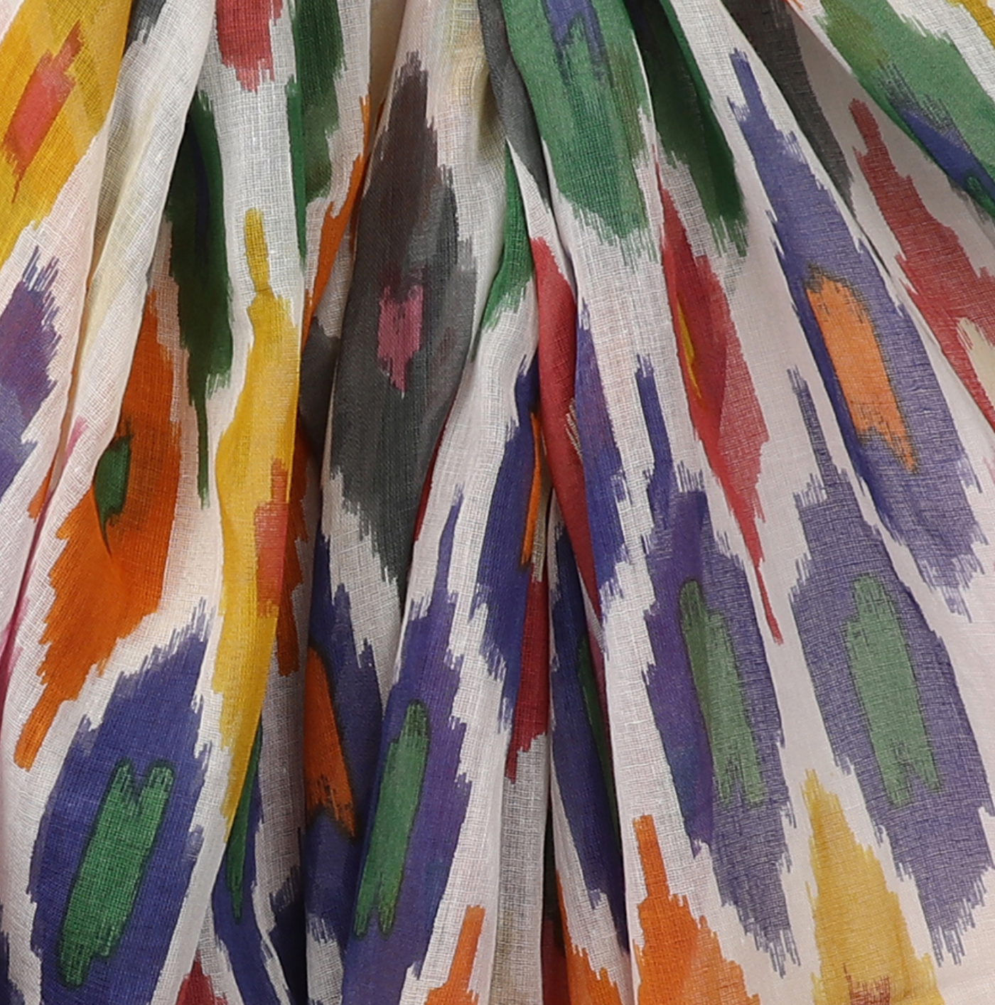 POM Ikat print organic scarf with tassels
