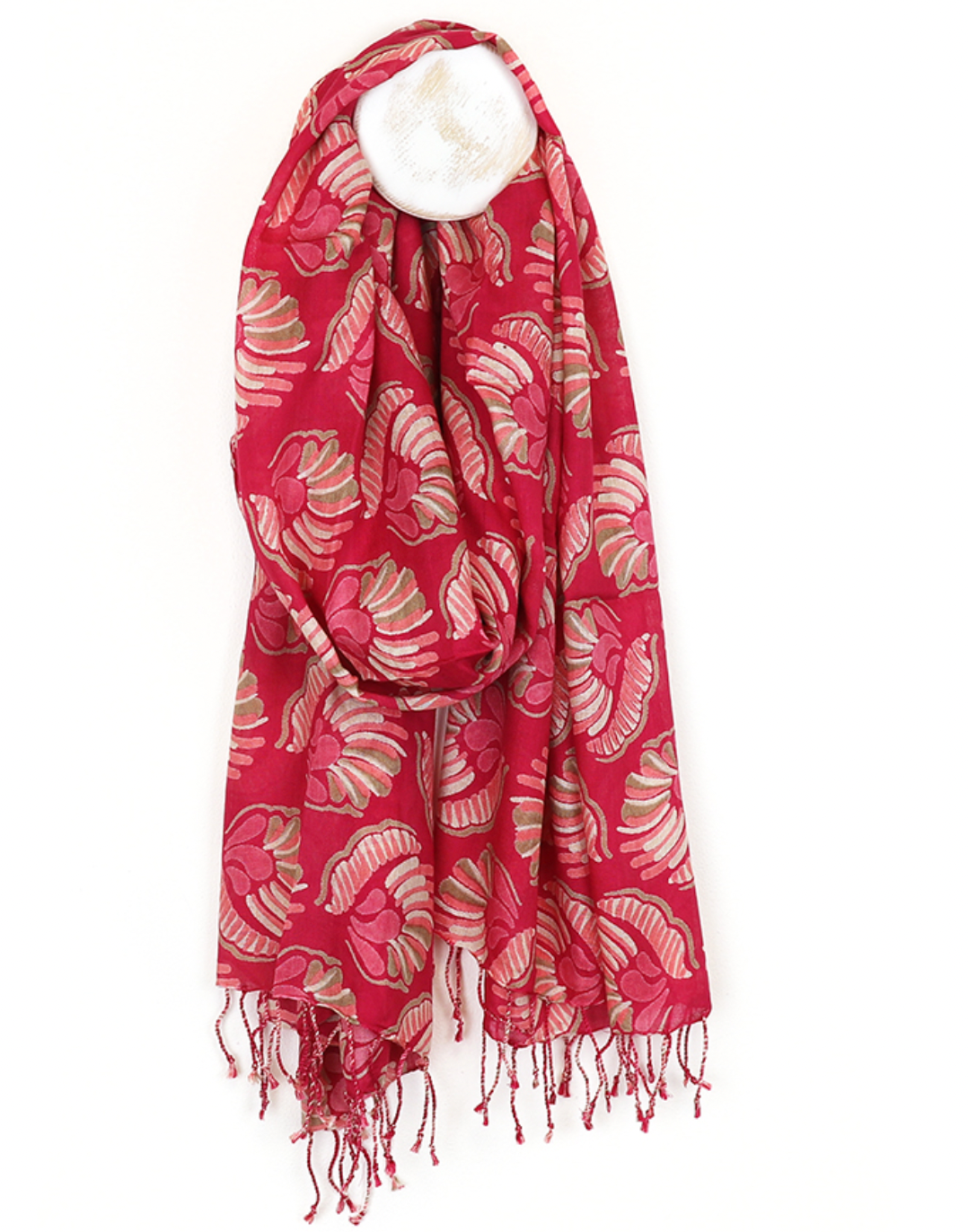 POM Carmine red shell modal scarf